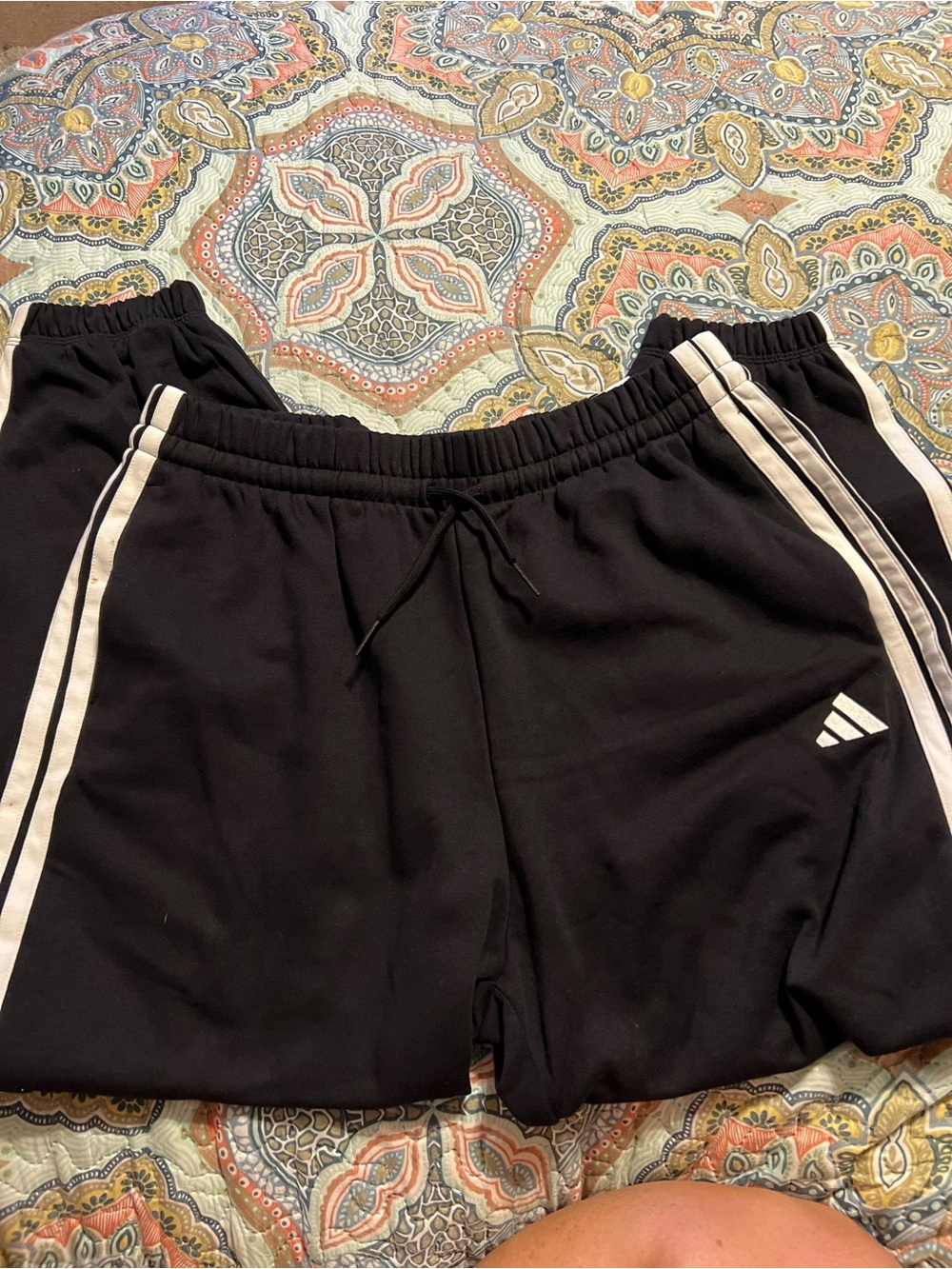 adidas Black Jogger Shorts with White Side Stripes